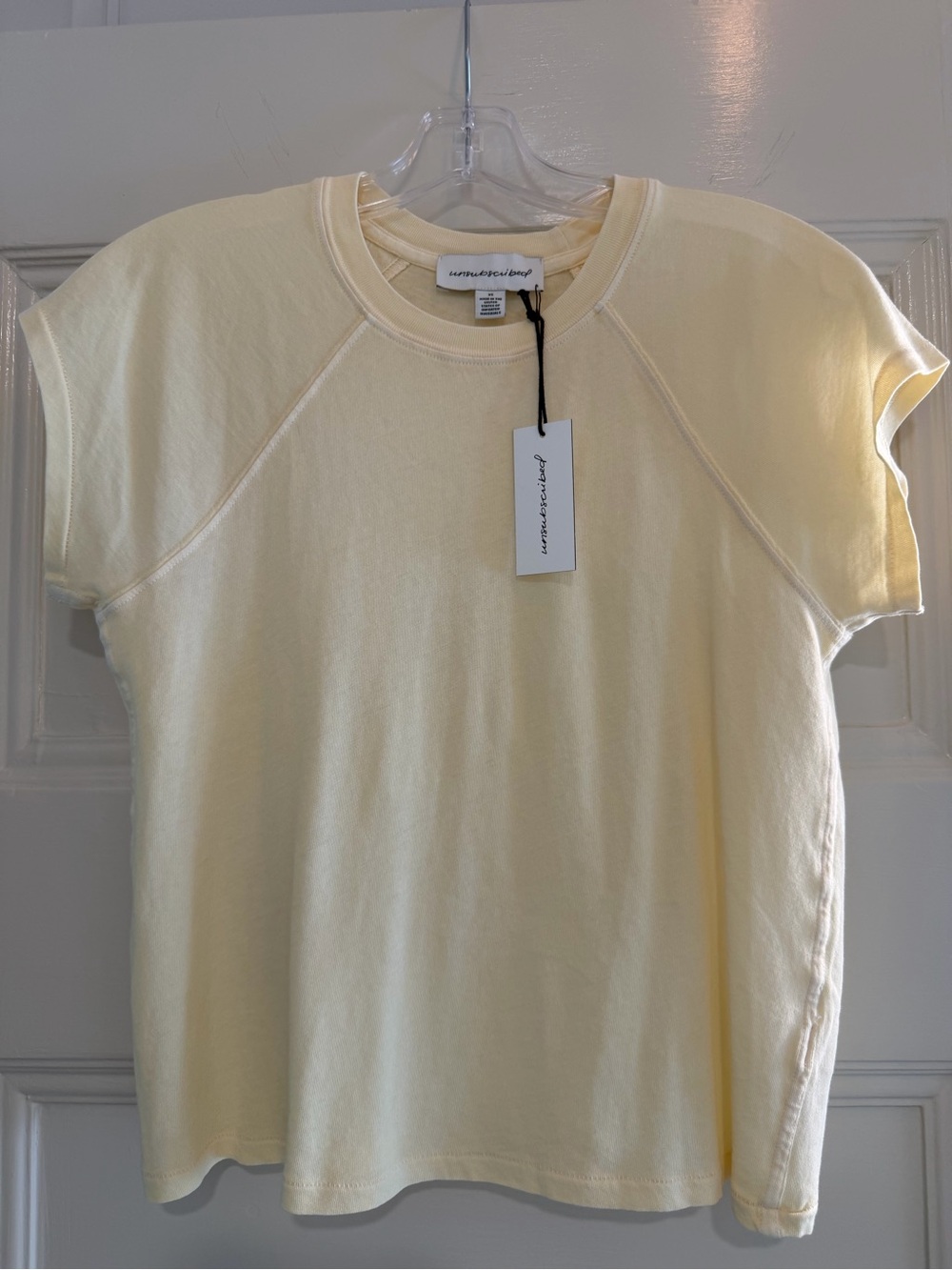 Unsubscribed 100% Cotton Short-Sleeve Crewneck T-shirt - Pale Yellow - Size XS